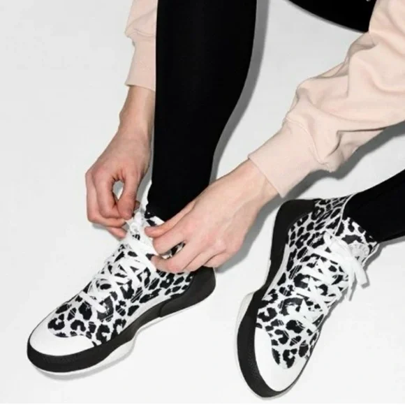 adidas gazelle silver green womens Stella McCartney Platform Black Leopard Animal Print Sneakers 38 8   Fashion Reloved